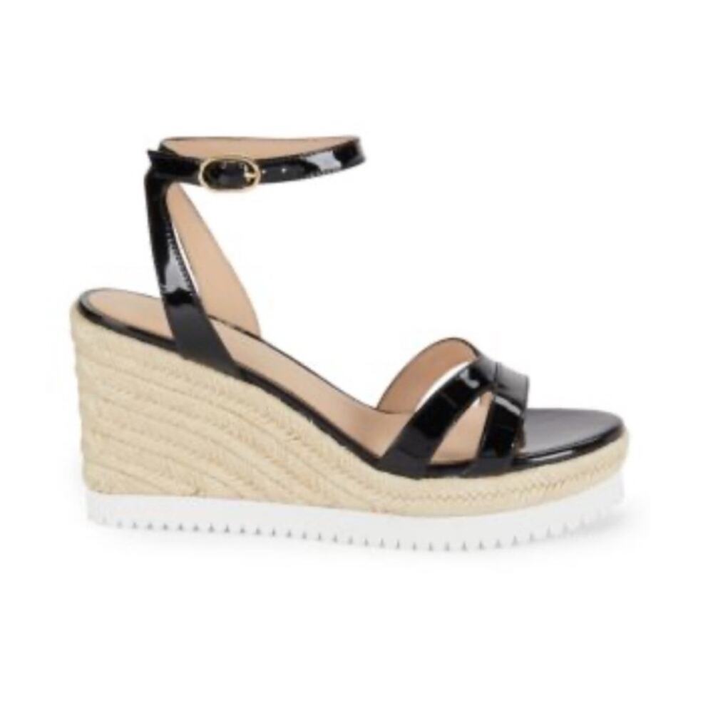 << Stuart Weitzman Catalina Patent Leather Black Espadrille Sandals – Sz 9.5B